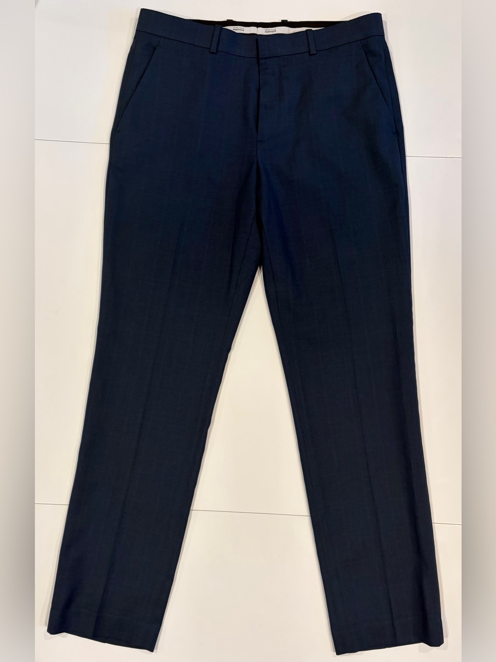 Perry Ellis Portfolio Men's Modern Fit Dress Pants Navy Blue Flat Front - 32x32